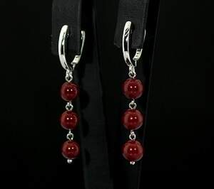 Серебряные серьги 925 пробы 4,63 г с красными Коралами 3,83 карат Серебряные серьги 925 пробы 4,63 г с красными Коралами 3,83 карат