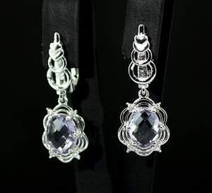 Срібні сережки 925 проби 6,08 г з бразильськими Аметистами Rose de France та цирконами 4,67 карат Срібні сережки 925 проби 6,08 г з бразильськими Аметистами Rose de France та цирконами 4,67 карат