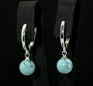 Срібні сережки 925 проби 3,91 г з Бірюзою 2,54 карат Срібні сережки 925 проби 3,91 г з Бірюзою 2,54 карат