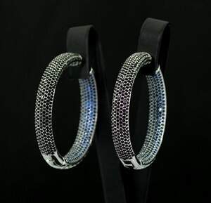 Сережки у срібному покритті з синіми та чорними цирконами 4,31 карат Сережки у срібному покритті з синіми та чорними цирконами 4,31 карат