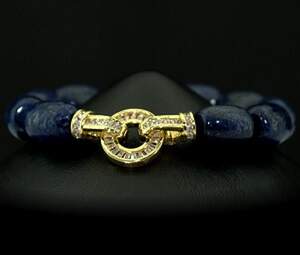 Браслет ручної роботи з Лазуритами та цирконами 134 карат, застібка в позолоті Браслет ручної роботи з Лазуритами та цирконами 134 карат, застібка в позолоті