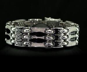 Серебряный браслет 925 пробы 59,25 г с емаллю, репліка Cartier, 21 см Серебряный браслет 925 пробы 59,25 г с емаллю, репліка Cartier, 21 см