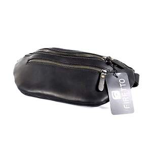 Поясна сумка Firetto з натуральної шкіри чорного кольору Поясна сумка Firetto з натуральної шкіри чорного кольору