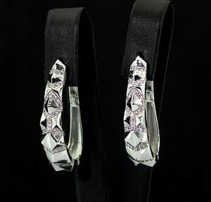 Серебряные серьги 925 пробы 6,95 г с белыми цирконами 1,2 карат Серебряные серьги 925 пробы 6,95 г с белыми цирконами 1,2 карат