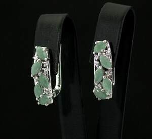 Срібні сережки 925 проби 4,91 г з бразильськими Смарагдами класу АААА та цирконами 2,35 карат