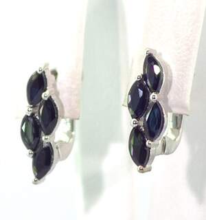 Серебряные серьги 925 пробы 2,94 гр. с голубыми шри-ланкийскими Сапфирами класса АААА и топазами из США 2,03 карат