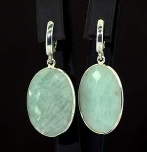 Сережки у срібному покритті з Амазонітами 8,54 г Сережки у срібному покритті з Амазонітами 8,54 г