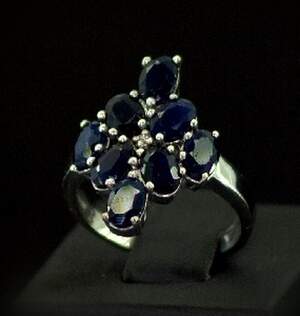 Срібна каблучка 925 проби 4,78 г з шрі-ланкійськими Сапфірами АААА та фіанфітом 4,56 карат