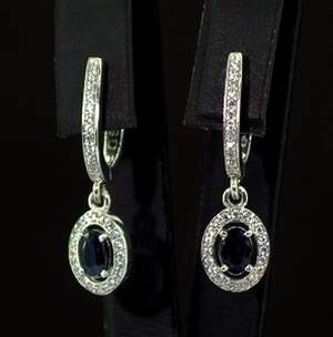 Срібні сережки 925 проби 4,49 г з шрі-ланкійськими Сапфірами та фіанітами 1,84 карат