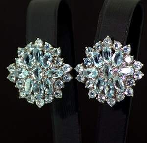 Срібні сережки 925 проби 10,15 г з блакитними Топазами та фіанітами 8,35 карат