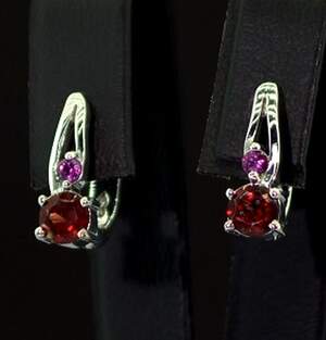 Срібні сережки 925 проби 3,31 г з Гранатами та родолітами 1,24 карат Срібні сережки 925 проби 3,31 г з Гранатами та родолітами 1,24 карат