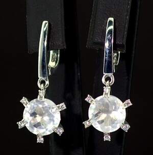 Срібні сережки 925 проби 6,12 г з рожевими Кварцама та фіанітами 6,67 карат Срібні сережки 925 проби 6,12 г з рожевими Кварцама та фіанітами 6,67 карат