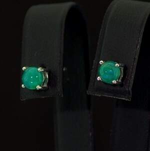 Срібні сережки 925 проби 1,13 г з зеленими ефіопськими Опалами класу АААА 0,77 карат