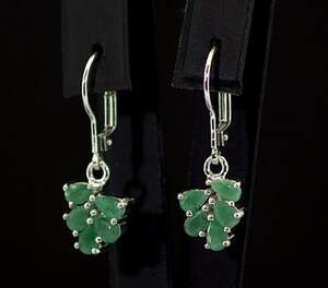 Срібні сережки 925 проби 4,26 г з бразильськими Смарагдами класу АААА 1,4 карат