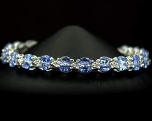 Срібний браслет 925 проби 15,86 г з Танзанітами класу АААА та топазами зі США 10,25 карат