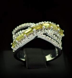 Срібна каблучка 925 проби 5,91 г з норвезькими Сфенами класу АААА та топазами зі США 2,48 карат