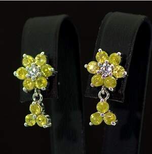 Срібні сережки 925 проби 3,58 г з норвезькими Сфенами класу АААА та топазами зі США 3 карат Срібні сережки 925 проби 3,58 г з норвезькими Сфенами класу АААА та топазами зі США 3 карат