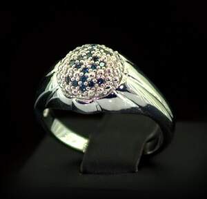 Срібна каблучка 925 проби 5,24 г з блакитними Діамантами Hope VVS1 0,16 карат Срібна каблучка 925 проби 5,24 г з блакитними Діамантами Hope VVS1 0,16 карат