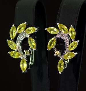 Срібні сережки 925 проби 6,03 г з норвезькими Сфенами класу АААА та топазами зі США 3,94 карат Срібні сережки 925 проби 6,03 г з норвезькими Сфенами класу АААА та топазами зі США 3,94 карат