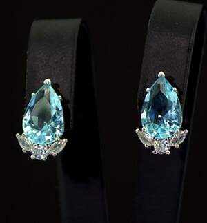 Сережки у срібному покритті зі швейцарськими Топазами та цирконами 5,44 карат