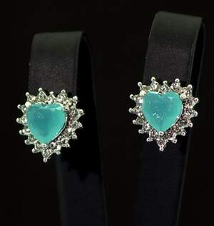 Сережки у срібному покритті з Турмалінами Параїба та цирконами 4,01 карат