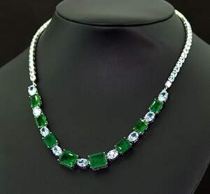 Кольє у срібному покритті з Турмалінами Хромдравітами 37,77 карат 42+5 см