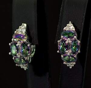 Срібні сережки 925 проби 5,37 г з містичними та білими фіанітами 3,39 карат