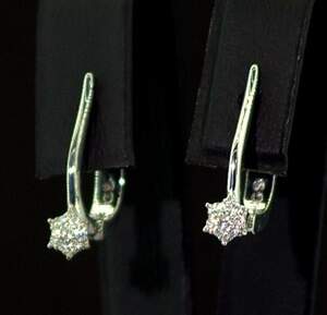 Срібні сережки 925 проби 2,36 г з Муассанітами Кр 57 D/VVS1 0.11 карат Срібні сережки 925 проби 2,36 г з Муассанітами Кр 57 D/VVS1 0.11 карат