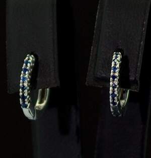 Срібні сережки 925 проби 1,74 г з блакитними Сапфірами класу АААА 0,14 карат Срібні сережки 925 проби 1,74 г з блакитними Сапфірами класу АААА 0,14 карат