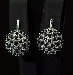 Срібні сережки 925 проби 5,49 г з шрі-ланкійськими Сапфірами класу AAAА  3,08 к