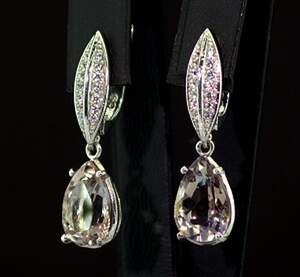 Срібні сережки 925 проби 6,43 г з болівійськими Аметринами та фіанітами 7,93 карат