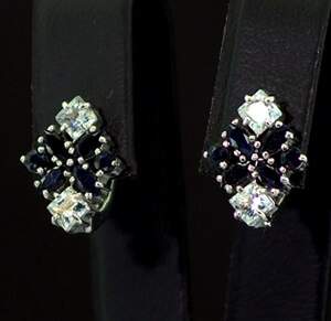 Срібні сережки 925 проби 3,48 г з Сапфірами класу АААА та аквамаринами 1,6 карат