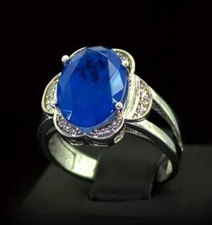 Срібна каблучка 925 проби 5,28 г з Турмаліном Індіголітом та цирконами 4,42 карат