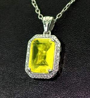 Срібна підвіска 925 проби 4,55 г з жовтим Турмаліном Дравітом та цирконами 4,75 карат