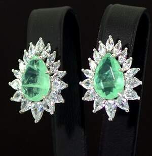 Срібні сережки 925 проби 5,95 г Турмалінами Параїба та цирконами 6,85 карат