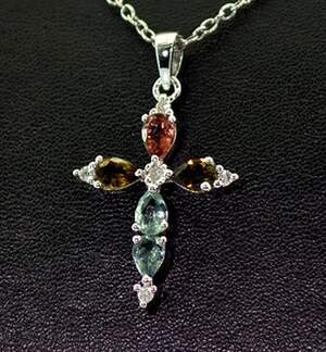 Срібна підвіска 925 проби 2,93 г з бразильськими Турмалінами та африканськими Діамантами VVS1 1,59 карат