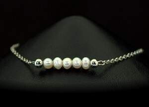 Срібний браслет 925 проби 1,29 г з таїтянськими Перлинами бароко 17-20 см Срібний браслет 925 проби 1,29 г з таїтянськими Перлинами бароко 17-20 см