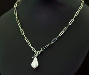 Срібне кольє 925 проби 16,8 г з таїтянською Перлиною бароко 50 см Срібне кольє 925 проби 16,8 г з таїтянською Перлиною бароко 50 см