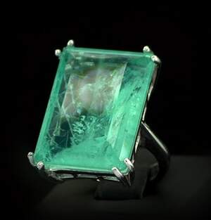 Срібна каблучка 925 проби 13,9 г з Турмаліном Параїба 16,5 карат