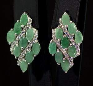 Срібні сережки 925 проби 6,3 г з бразильськими Смарагдами класу АААА та цирконами 4,81 карат Срібні сережки 925 проби 6,3 г з бразильськими Смарагдами класу АААА та цирконами 4,81 карат
