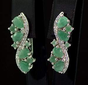 Срібні сережки 925 проби 5,47 г з бразильськими Смарагдами класу AAAA та цирконами 4,31 карат Срібні сережки 925 проби 5,47 г з бразильськими Смарагдами класу AAAA та цирконами 4,31 карат
