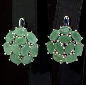 Срібні сережки 925 проби 4,75 г з бразильськими Смарагдами класу АААА 4,7 карат Срібні сережки 925 проби 4,75 г з бразильськими Смарагдами класу АААА 4,7 карат