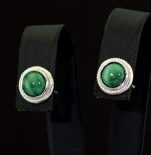 Срібні сережки 925 проби 2,11 г Малахітами 2,6 карат Срібні сережки 925 проби 2,11 г Малахітами 2,6 карат