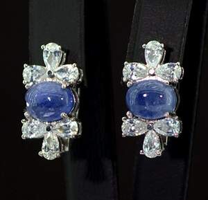 Срібні сережки 925 проби 6,67 г з Танзанітами та фіанітами 8,78 карат Срібні сережки 925 проби 6,67 г з Танзанітами та фіанітами 8,78 карат