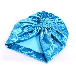 Жіноча шапка-тюрбан бірюзового кольору, матеріал: велюр Жіноча шапка-тюрбан бірюзового кольору, матеріал: велюр