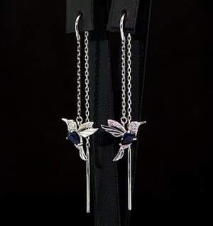 Срібні сережки 925 проби 3,15 г з в'єтнамськими Сапфірами та фіанітами 1,23 карат Срібні сережки 925 проби 3,15 г з в'єтнамськими Сапфірами та фіанітами 1,23 карат