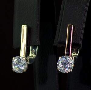 Срібні сережки 925 проби з позолотою 375 проби 3,19 г з білими Фіанітами 2,8 карат Срібні сережки 925 проби з позолотою 375 проби 3,19 г з білими Фіанітами 2,8 карат