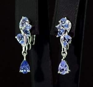 Срібні сережки 925 проби 3,63 г з Танзанітами класу АААА 1,62 карат Срібні сережки 925 проби 3,63 г з Танзанітами класу АААА 1,62 карат