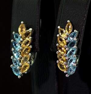 Срібні сережки 925 проби 4,02 г з бразильськими Топазами та Цитринами зі США 1,89 карат Срібні сережки 925 проби 4,02 г з бразильськими Топазами та Цитринами зі США 1,89 карат