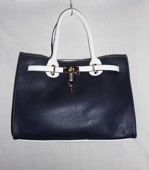 Женская сумка Hermes Birkin Classic Dark Blue-White